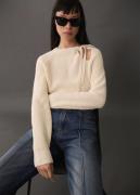 MANGO Cutout Knitted Sweater Kvinde Light Beige Sweaters Str L - hos M...