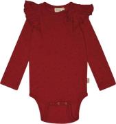 PETIT PIAO Body L/S Frill Modal Dot Str 80 cm - Chili Pepper Dot Langæ...