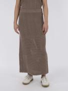 Neo Noir Lyric Crochet Knit Skirt Kvinde Dusty Brown Maxi Nederdele St...