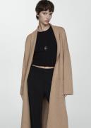 MANGO Oversized Knitted Coat With Pockets Kvinde Medium Brown Overgang...