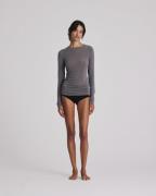 Gai&Lisva Thyra L/S Wool Top Kvinde Dark Gull Grey Toppe Str L - Uld h...