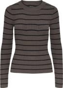 Pieces Pccrista LS Oneck Knit Noos BC Kvinde Morel/black Narrow Sweate...