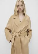 MANGO Woollen Coat With Belt Kvinde Medium Brown Overgangsjakker Str S...