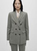 MANGO Doublebreasted Suit Jacket Kvinde Lt Pastel Grey Blazere Str L -...