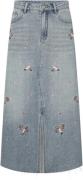 HUNKØN Dolly Denim Skirt Kvinde Light Denim Midi Nederdele Str L Denim...