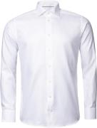 ETON Slim Fit White Textured Twill Shirt French Cuff Mand Hvid Langærm...