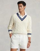 Polo Ralph Lauren 1/45 Cotton-lsl-plo Mand Cream W/ Navy Stripe Sweate...