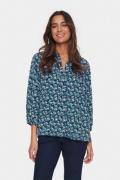 Saint Tropez Palavisz Shirt Kvinde Night Sky Flower Art Kortærmede Blu...