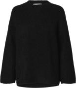 Selected Femme Slfgabella LS Wool Knit Oneck Camp Kvinde Sort Sweaters...