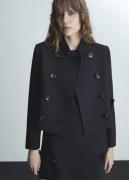 MANGO Doublebreasted Cropped Jacket Kvinde Navy Overgangsjakker Str S ...