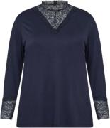 Wasabiconcept Curvy Wastella 8 Bluse Navy blå Kvinde 6799 Blue Iris La...