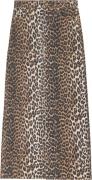 Ganni Print Denim Maxi Slit Skirt Kvinde Leopard Maxi Nederdele Str 36...