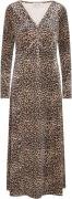 HUNKØN Angela Velour Dress Kvinde Leopard Maxi Kjoler Str S Velour - h...