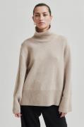 Second Female Alpha Knit Tneck Kvinde Pumice Stone Sweaters Str L - Ul...