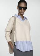 MANGO Combined Shirt Sweater Kvinde Light Beige Sweaters Str L - hos M...