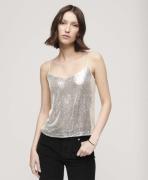 Superdry Sequin Cami Vest TOP Kvinde Silver Sequin Tanktoppe Str 10/S ...