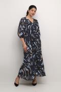 Kaffe Curve Kcmarga Maxi Dress Kvinde Blue/grey Abrstact Graphic Maxi ...