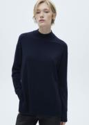 MANGO Perkins Neck Knitted Sweater Kvinde Navy Sweaters Str L - hos Ma...