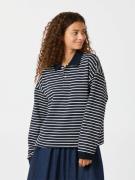 Neo Noir Sara Stripe Polo Blouse Kvinde Navy Langærmede Bluser Str 40 ...