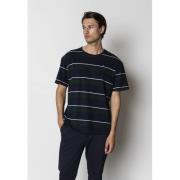 Clean Cut Copenhagen Sigurd Tshirt Mand Navy/deep Green Stripe Kortærm...