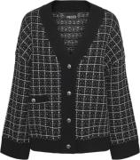 Pieces Pcnilja Knit Shacket PA BC Kvinde Black/white And Silver Lurex ...