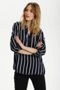 Kaffe Kastridy Blouse Kvinde Midnight Marine/chalk Langærmede Bluser S...