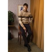 Clean Cut Copenhagen Mark Wool Knit Mand Brown/dark Khaki Stripe Sweat...