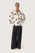 Soaked in Luxury Slerwina Paris Shirt LS Kvinde Black And White Flower...