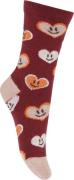 Melton Happy Hearts Socks Str 35/39 - Bordeaux Strømper Bomuld hos Mag...