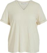 Vila Vinulan Vneck S/S Lace T-shrt/cur Kvinde Birch Kortærmede T-shirt...