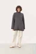 Part Two Leanapw PU Kvinde Navy Jacquard Sweaters Str L - hos Magasin