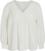 Vila Viclio L/S Shirt/cur Kvinde Egret Langærmede Bluser Regular Fit S...