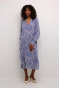 Kaffe Kagenette Amber Dress Kvinde Indigo Blue/turtledove Leaf Midi Kj...