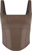 OW Collection Amara Faux Leather Top Kvinde Cappuccino Toppe Str L - L...