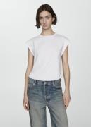 MANGO Shortsleeved Cotton T-shirt Kvinde White Kortærmede T-shirts Str...