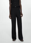 MANGO Flowy Straightfit Trousers Kvinde Black Bukser Med Lige Ben Str ...