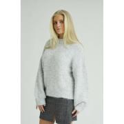 A-VIEW Patrisia Solid Knit Pullover Kvinde Light Grey Melange Sweaters...