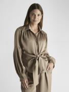 Neo Noir Naja Satin Shirt Kvinde Dark Taupe Langærmede Bluser Str 40 -...