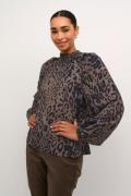 Kaffe Kajemma Blouse Kvinde Major Brown/black Leopard Langærmede Bluse...