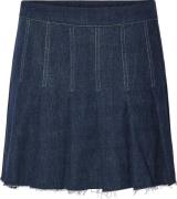 Pieces Pcfabia Short Plisse Denim Skirt D2 Kvinde Blå Korte Nederdele ...