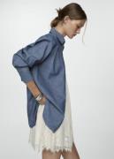 MANGO Pocket Denim Shirt Kvinde Open Blue Skjorter Str L Denim - hos M...