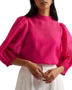 Ted Baker Frias Sheer Organza Top With Balloo Kvinde Brt-pink Toppe St...