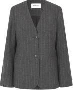 Modström Kristolmd Wool Blazer Kvinde Dark Grey Pinstripe Blazere Str ...