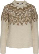 YAS Yasela LS Shimmer Knit Pullover Kvinde Perfectly Pale/multi Patter...