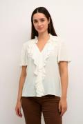 Kaffe Kaluisa Frill Blouse Kvinde Chalk Kortærmede Bluser Str 40 - hos...