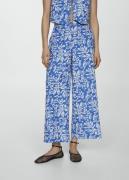 MANGO Wide leg Printed Trousers Kvinde Medium Blue Bukser Med Brede Be...