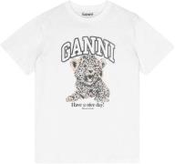 Ganni Basic Jersey Leopard Relaxed Tshir Kvinde Leopard Kortærmede T-s...