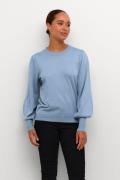 Kaffe Kalizza Round Neck Knit Pullover Kvinde Faded Denim Sweaters Str...