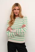 Kaffe Kamala Stripe Knit Pullover Kvinde Feather Gray Melange/green La...