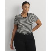 Lauren Ralph Lauren Striped Stretch Cotton Crewneck Tee Kvinde Black/m...